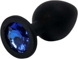 Анальная пробка ONJOY Small Black с синим кристаллом