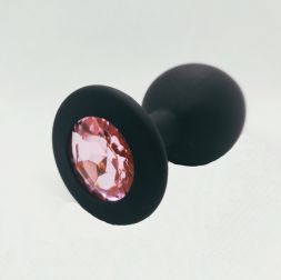 Анальная пробка ONJOY Medium Black с розовым кристаллом