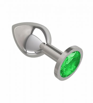 Анальная втулка Silver Medium с зеленым кристаллом