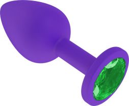 Анальная пробка ONJOY Medium Purple с зеленым кристаллом