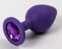 Анальная пробка Silicone Large Purple с фиолетовым стразом