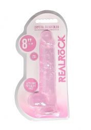 Розовый фаллоимитатор Realrock Crystal Clear 21 см