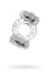Прозрачное эрекционное кольцо на с двойной вибрацией Toyfa #818033