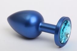 Анальная пробка Metal Blue Small с голубым стразом